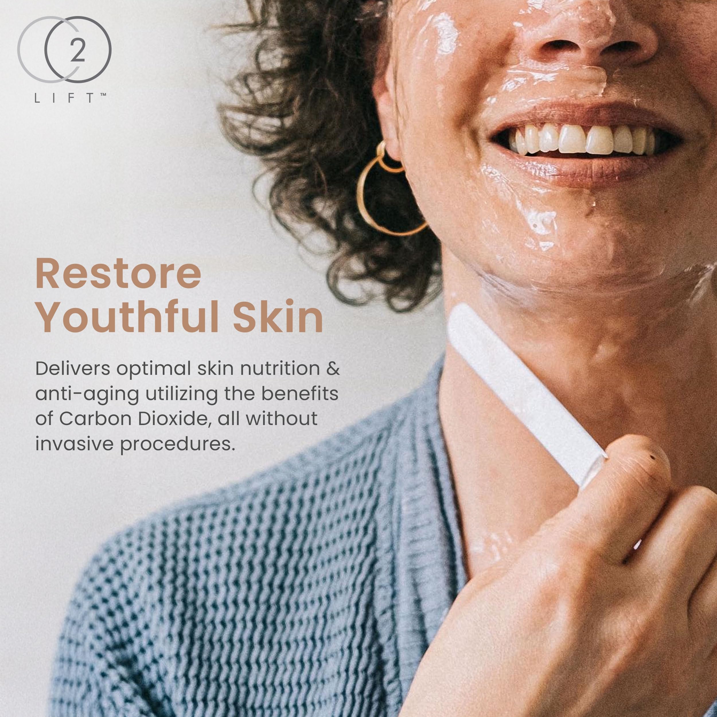 CO2Lift Carboxy Gel Mask spa-like bathroom setup conveys luxurious self-care ritual