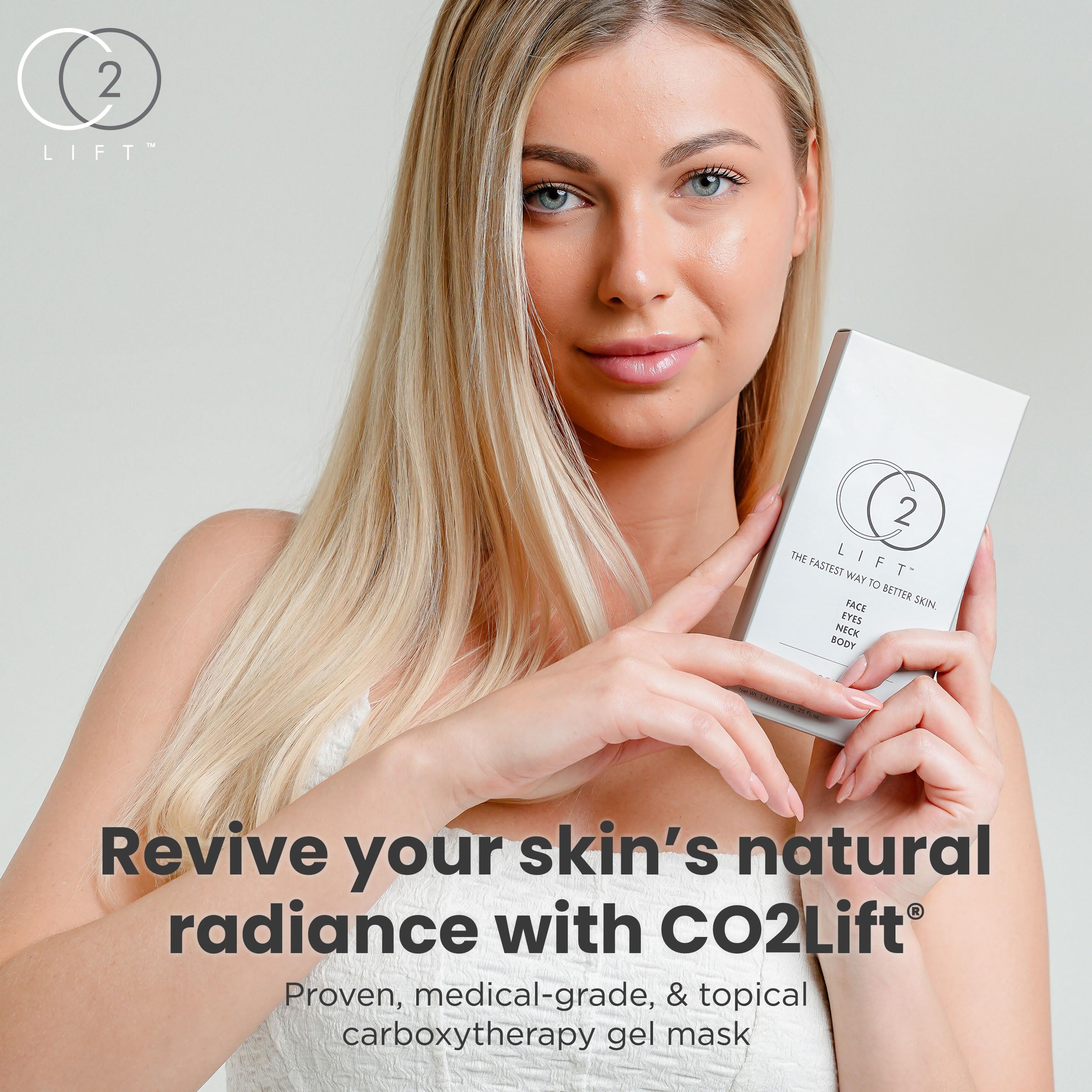 CO2Lift under-eye treatment application demonstrates soothing, hydrating care