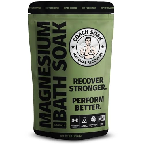 Coach Soak recovery bath salts jar for post-workout relaxation.