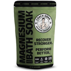 Coach Soak recovery bath salts jar for post-workout relaxation.