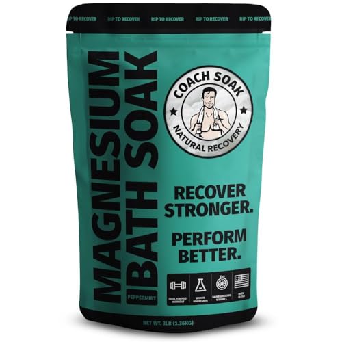 Coach Soak Recovery Bath jar 3lb shows pure magnesium and Dead Sea minerals for a soothing soak.