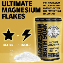 Coach Soak Recovery Bath Soak pure magnesium flakes close-up highlights mineral-rich content.