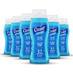 Coast 2-in-1 hair and body wash pack bottle delivers crisp scent and convenient dual-use