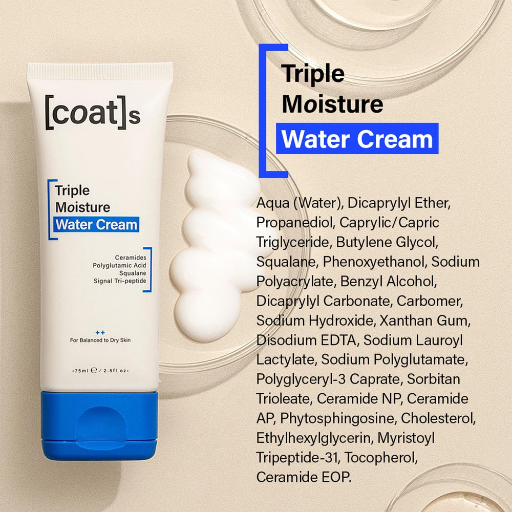 COATS Triple Moisture Water Cream teen-friendly packaging supports gentle hydration