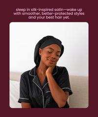 Cobana double-lined satin night cap close-up reveals soft breathable lining for curls.