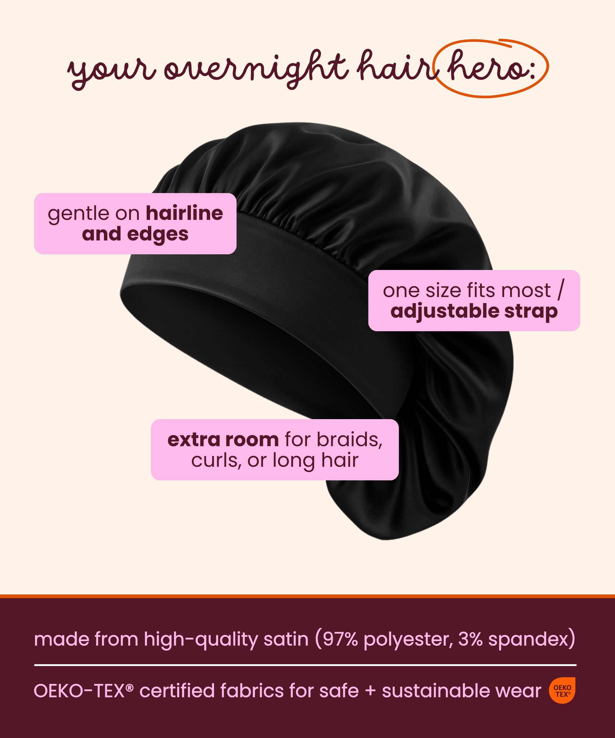 Cobana slip-resistant band bonnet being worn demonstrates secure fit for restless sleepers.