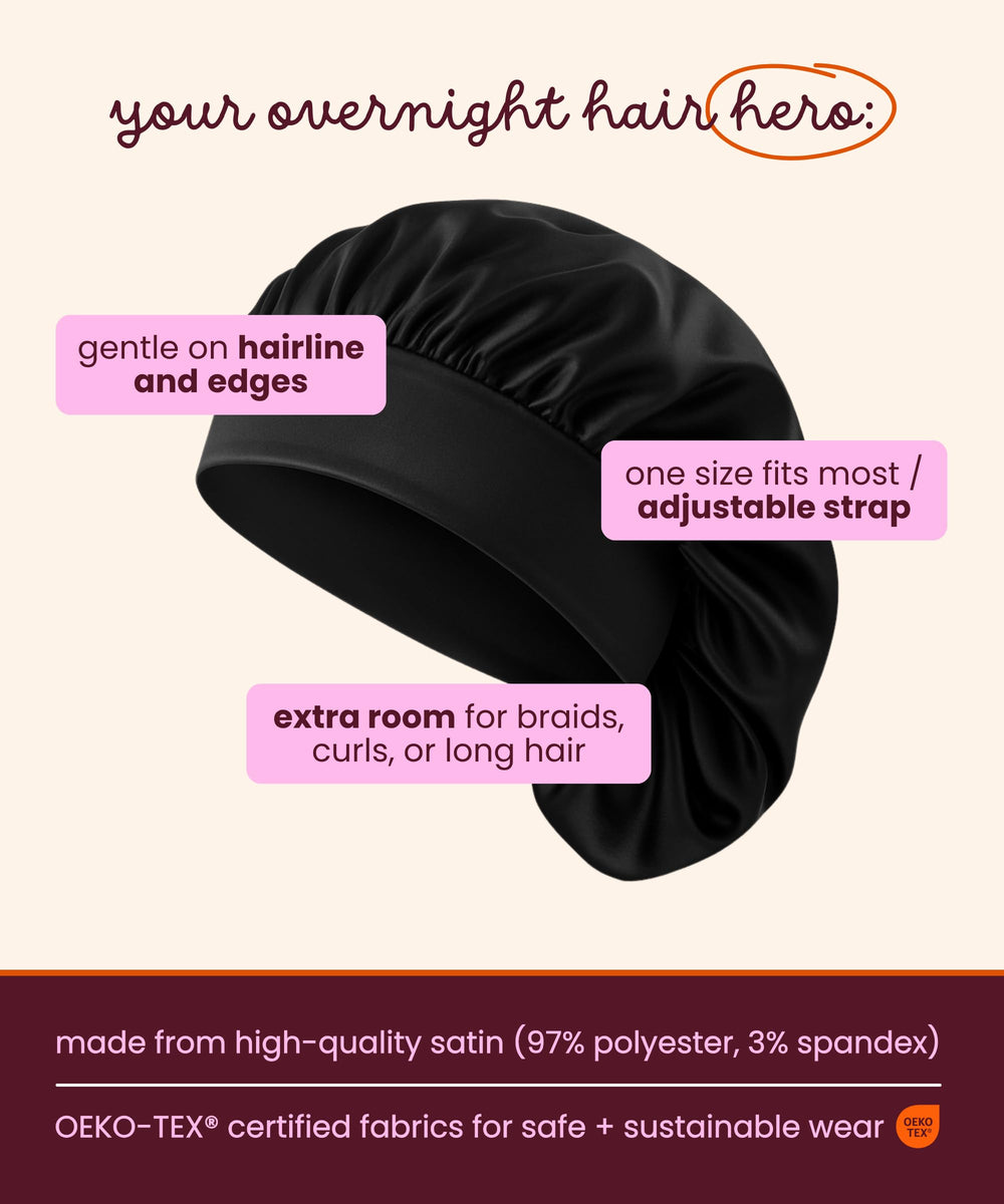 Cobana slip-resistant band bonnet being worn demonstrates secure fit for restless sleepers.