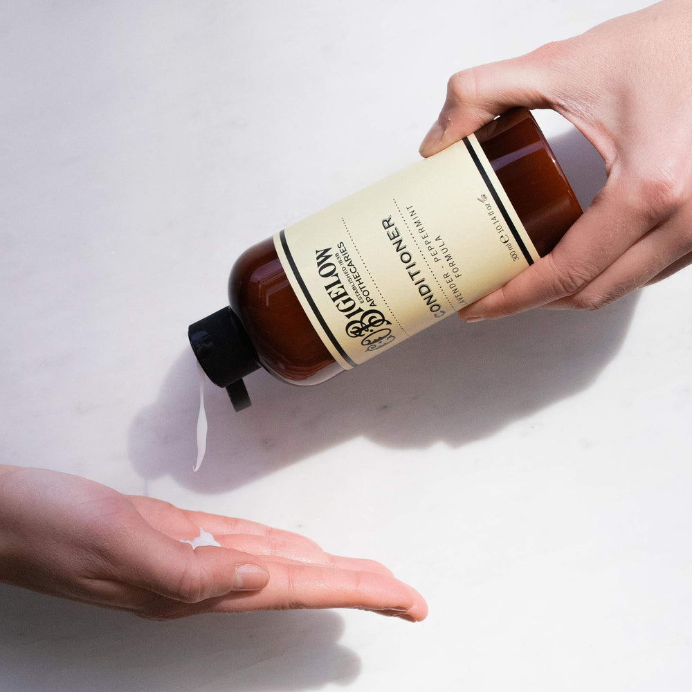 Pump-dispensed conditioner from C.O. Bigelow for easy daily application.