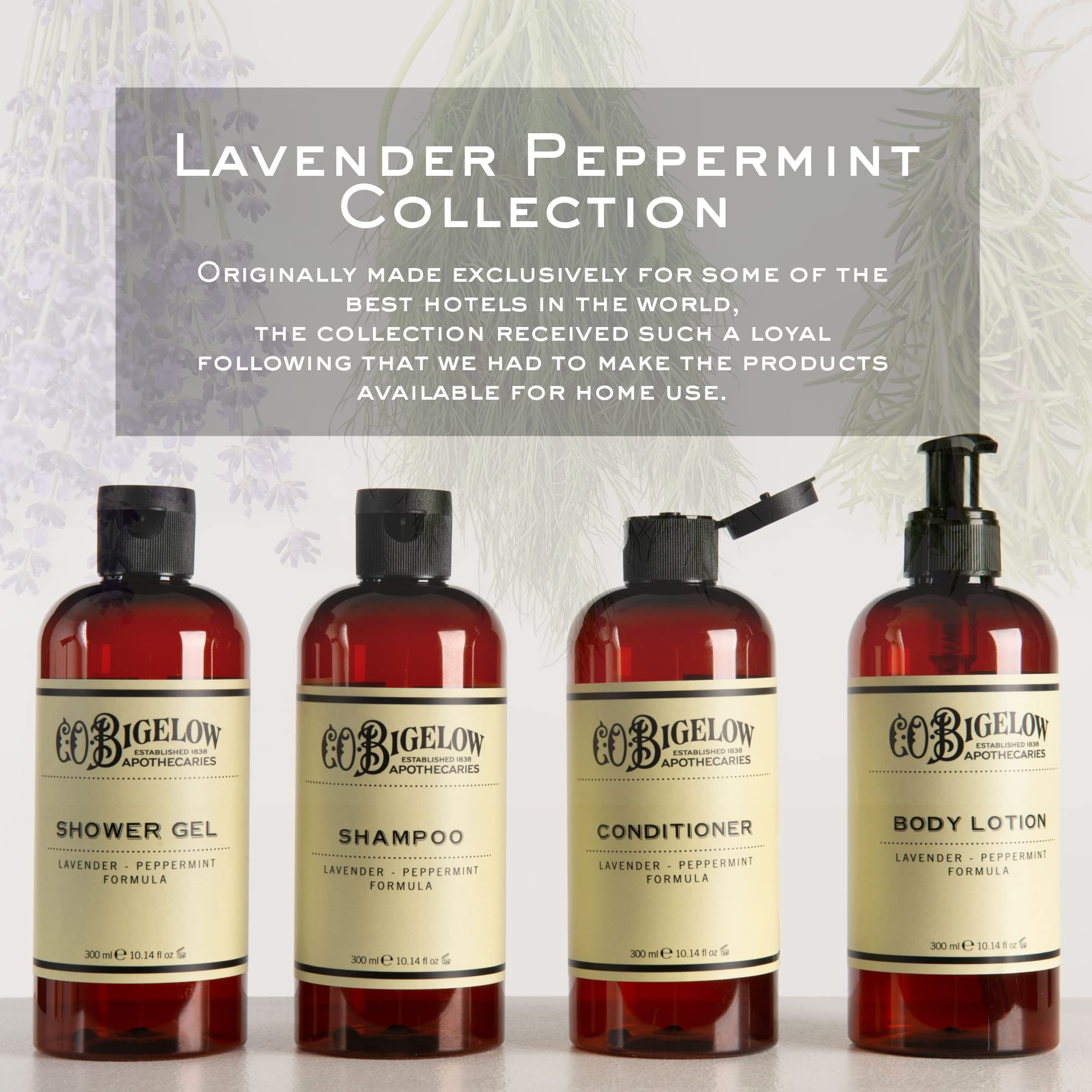 Steam carries lavender peppermint aroma for a spa-like routine with C.O. Bigelow conditioner.