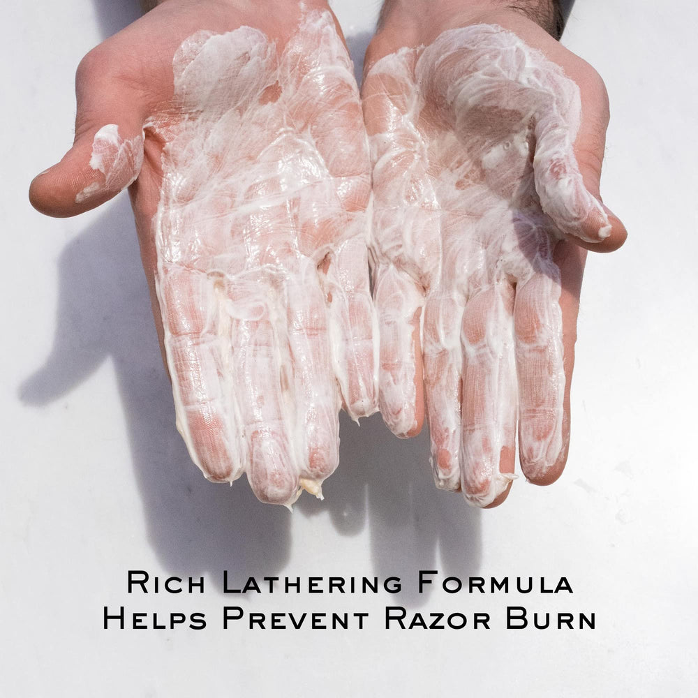 C.O. Bigelow shaving cream for all skin types shown with soothing formula