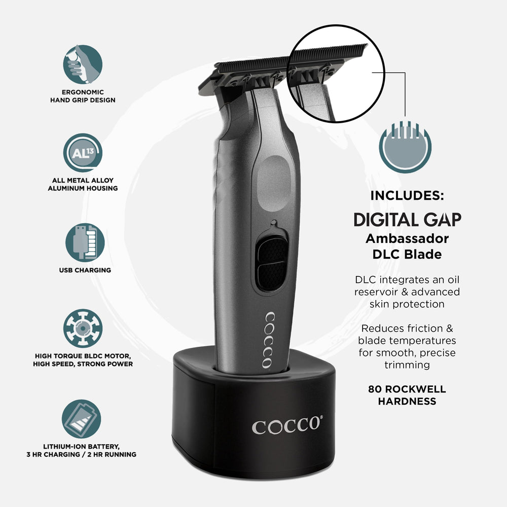 Cocco Veloce Pro Trimmer features DLC-coated blade for lasting sharpness.