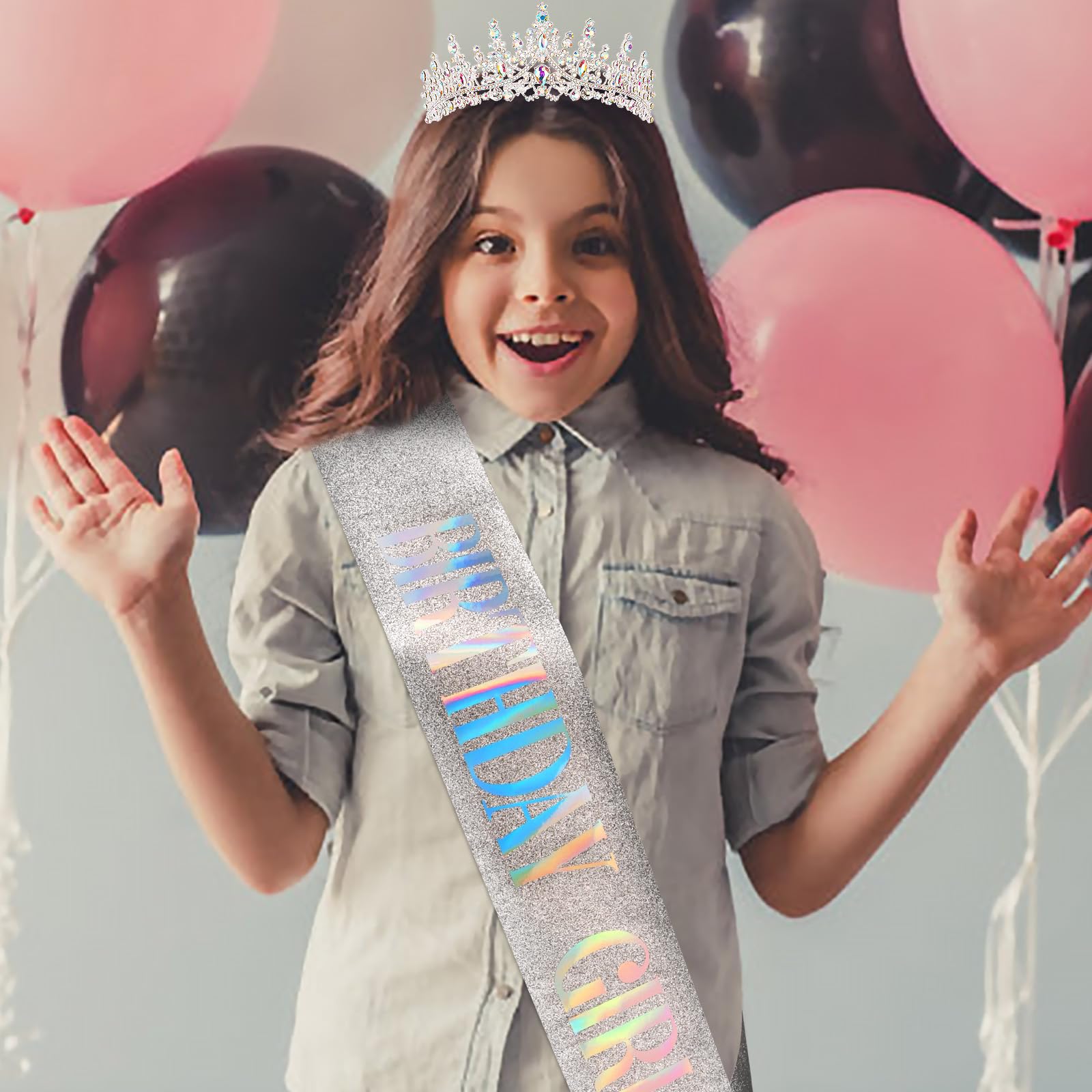 COCIDE birthday party photo setup featuring sash and tiara