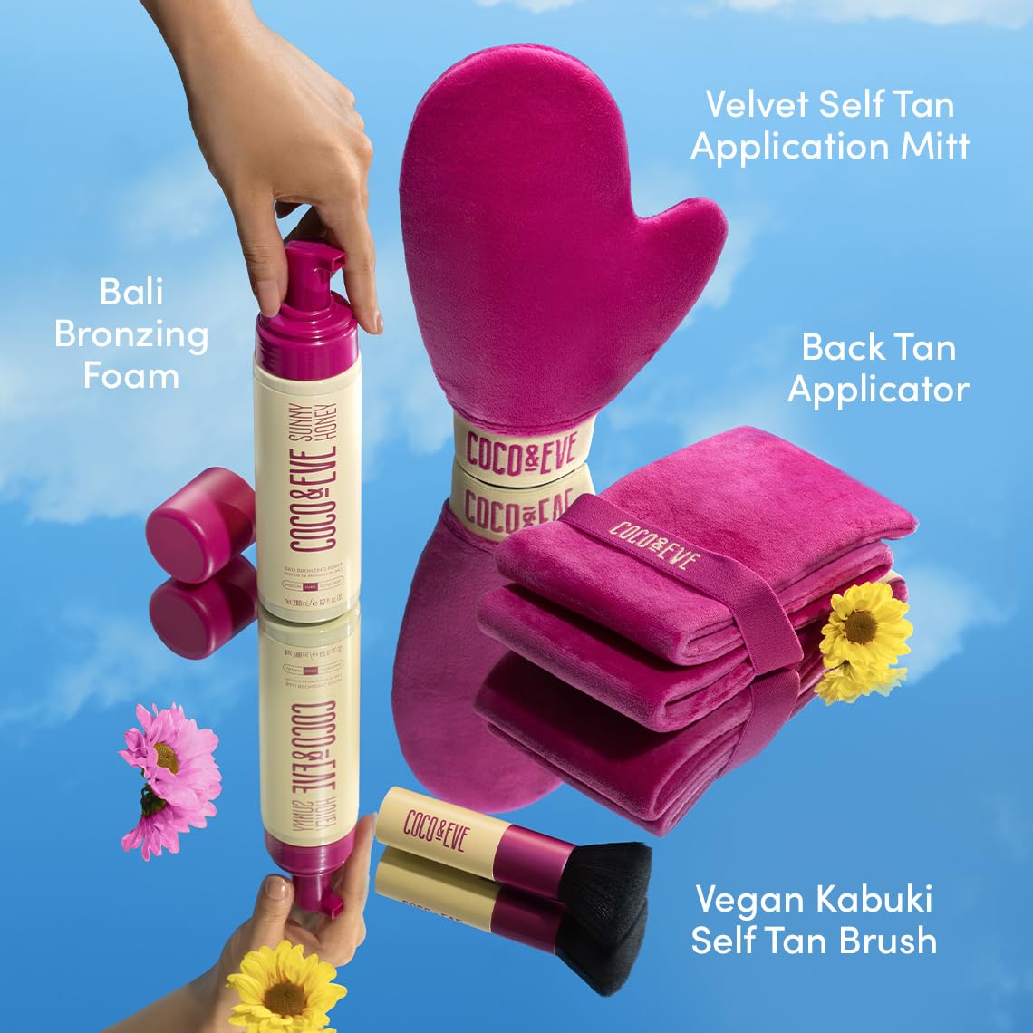 Coco & Eve Bali Bae back-tan-applicator enables flawless coverage on hard-to-reach areas.