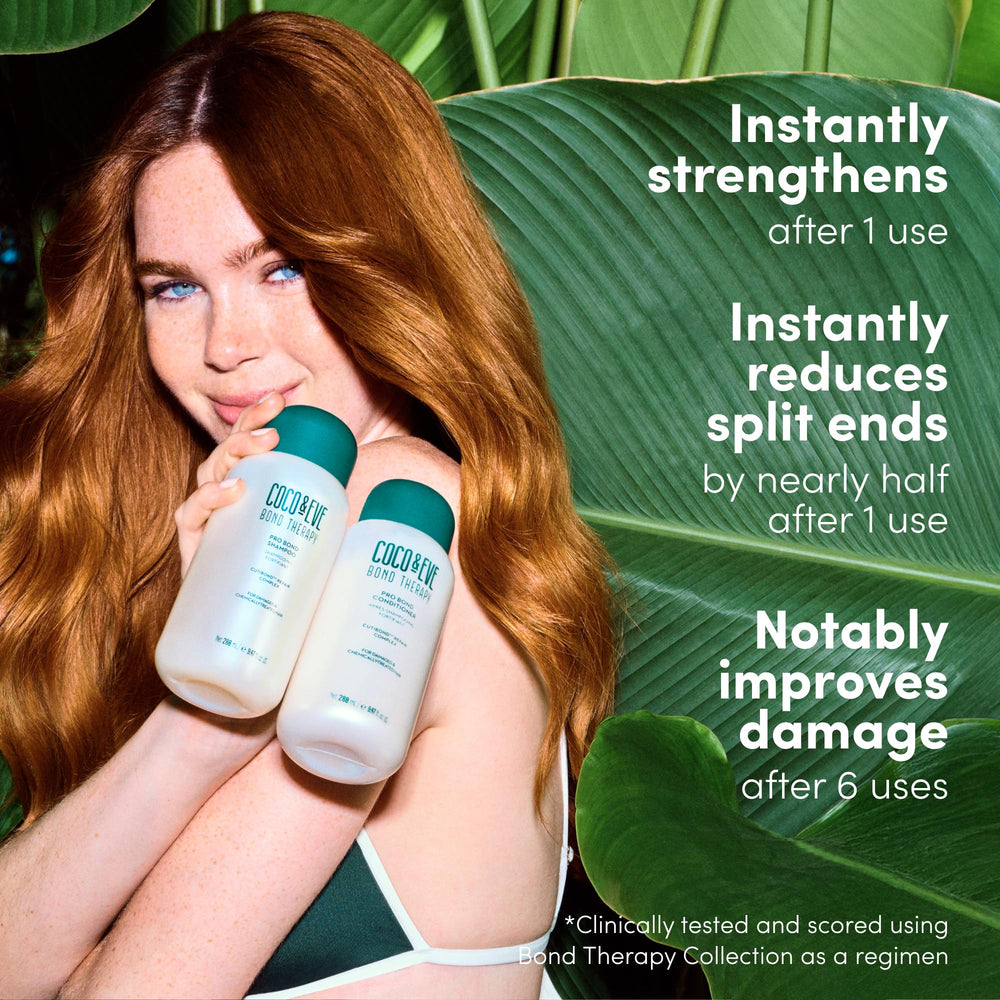 Coco & Eve Bond Therapy Pro Bond glossy hair after wash shows shine