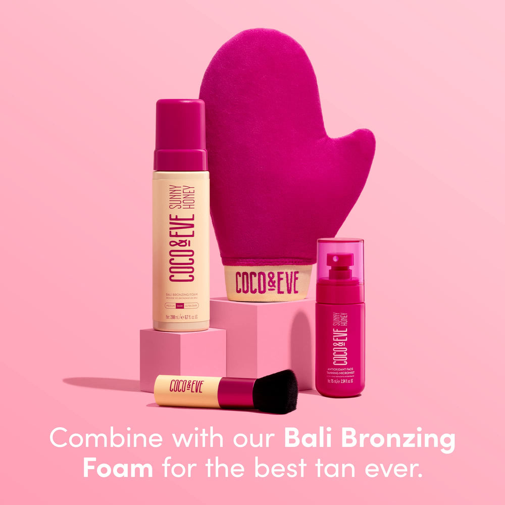 Coco & Eve even-application micromist demonstrates smooth, streak-free tan