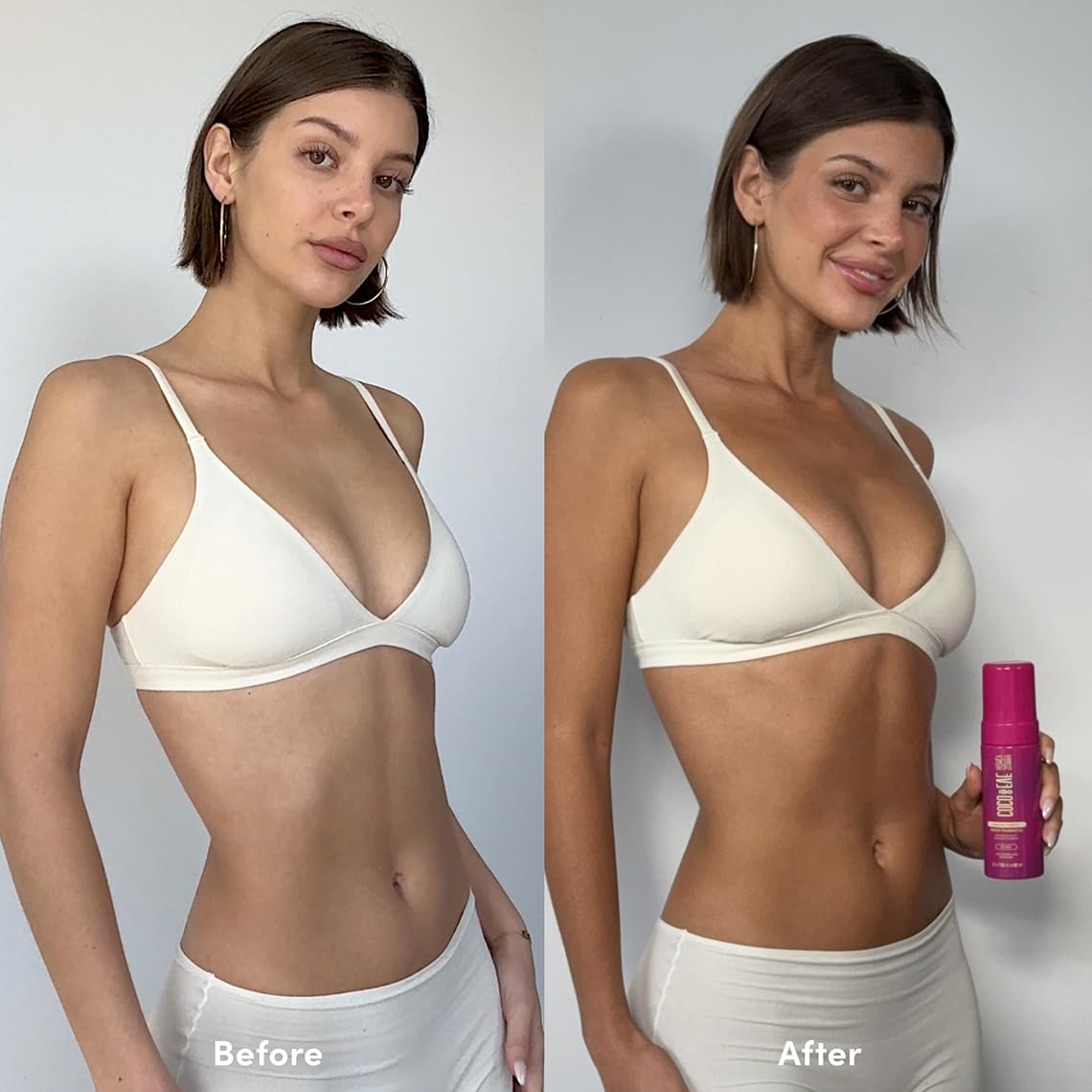 Coco & Eve Express Tanning Mousse antioxidant DHA close-up signals skin protection during tanning.
