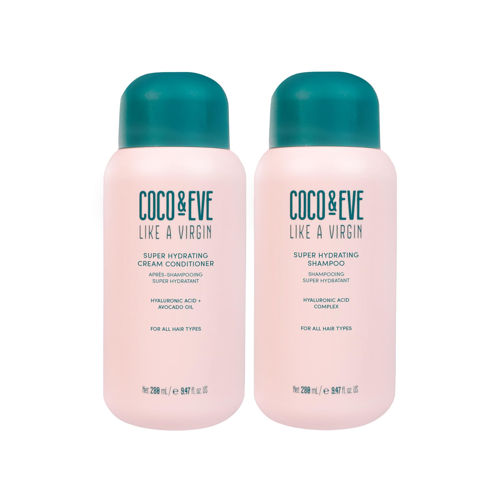 Coco & Eve Like a Virgin shampoo bottle delivering instant hydration for dry hair.