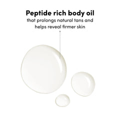 Coco & Eve peptide powered tan activation close up showing even natural bronze tone