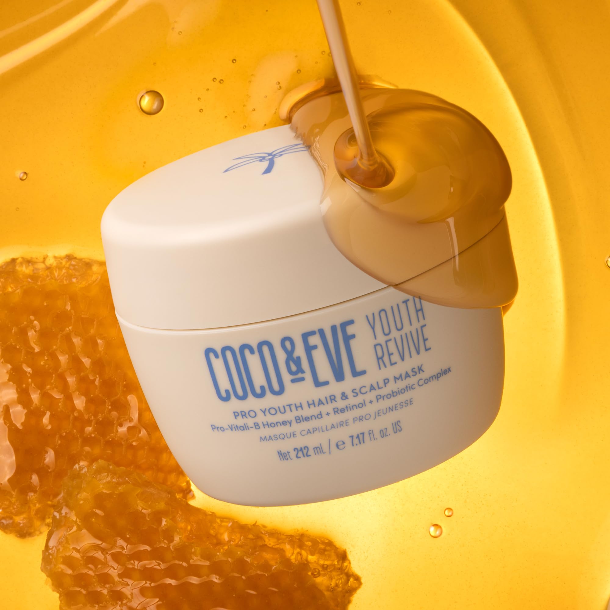 Coco & Eve Pro Youth Hair Mask pump-dispense demonstrates easy application for daily care.