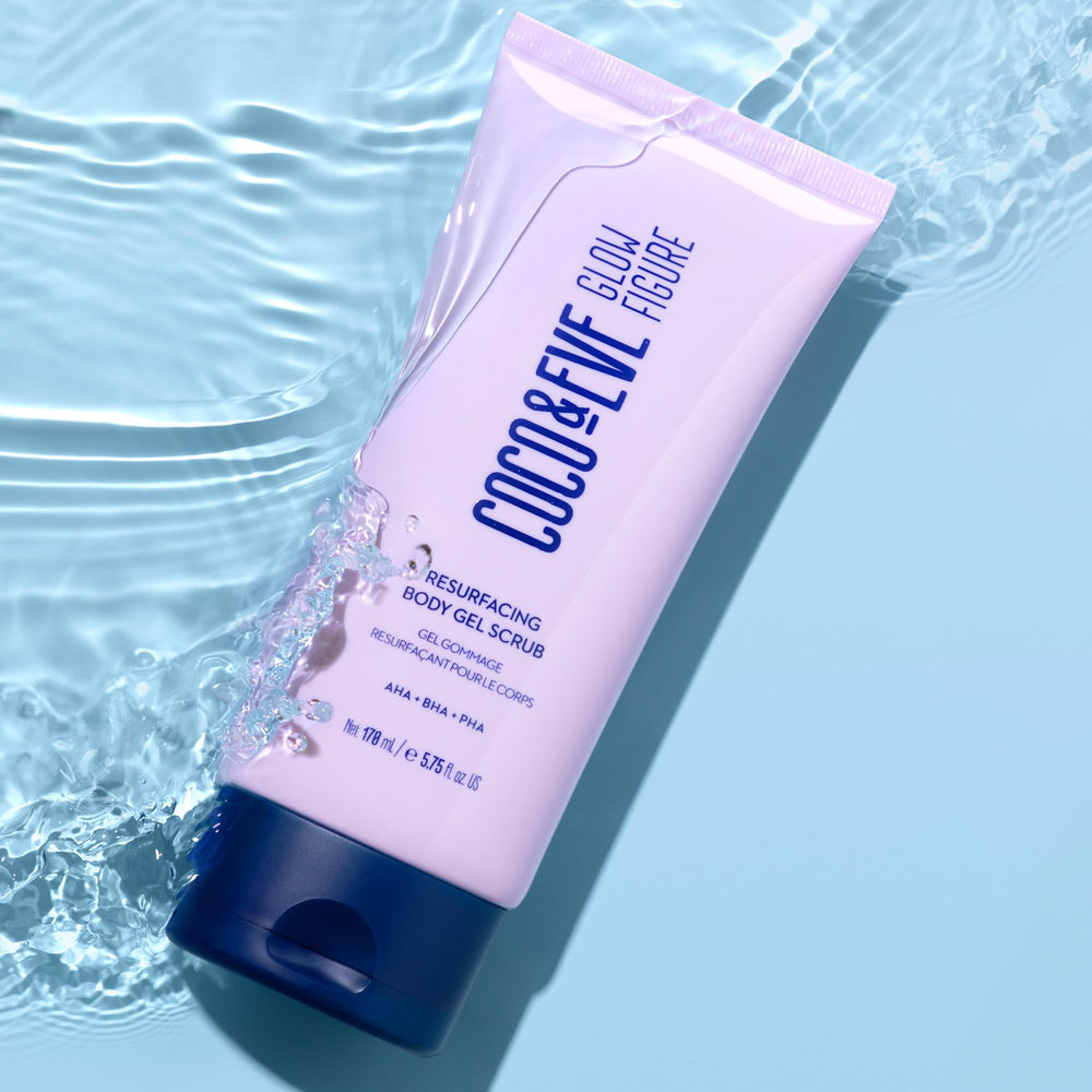 Coco & Eve Resurfacing Body Gel Scrub before tan prep routine