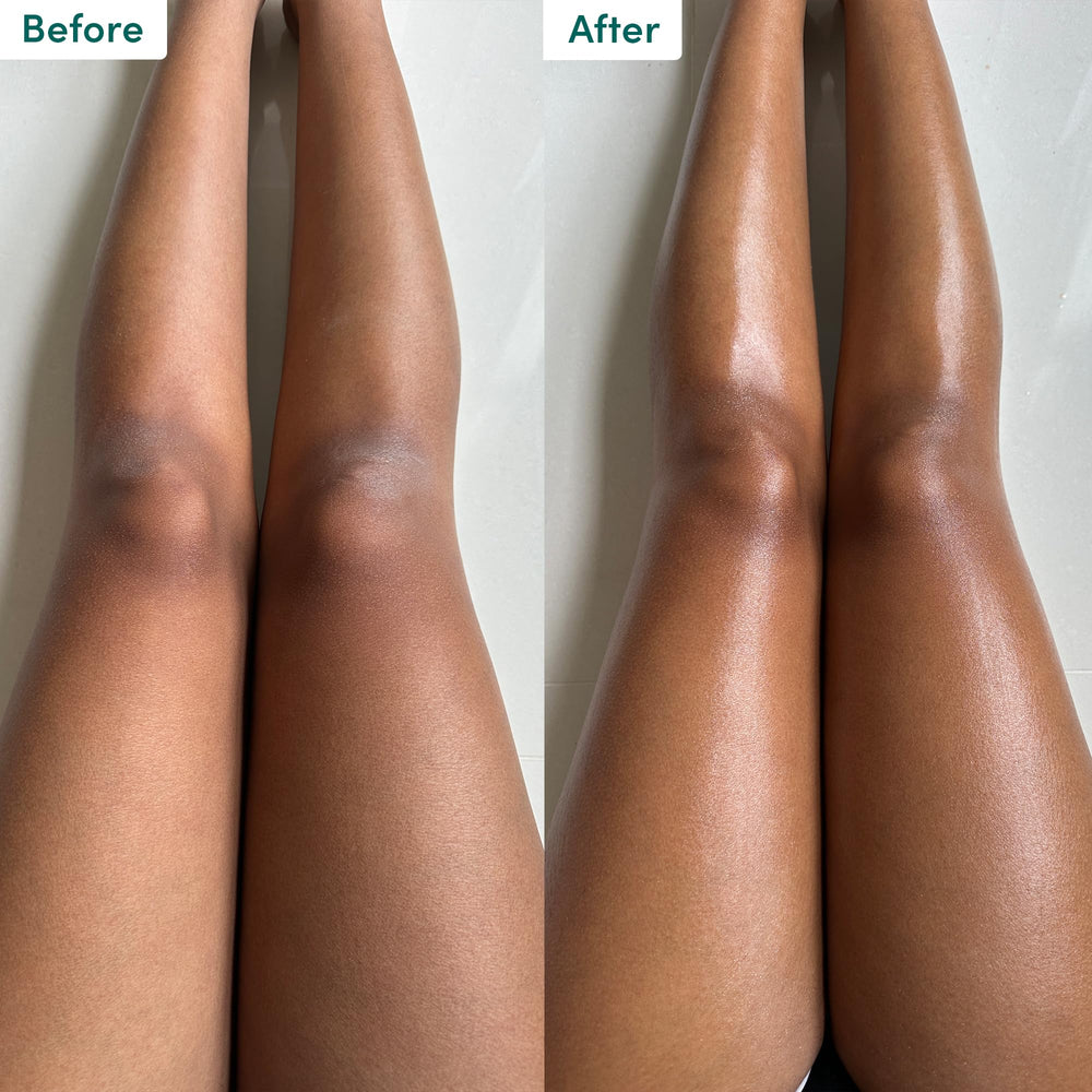Coco & Eve Resurfacing Body Gel Scrub smoothing effect on legs