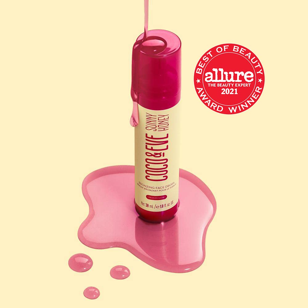 Coco & Eve Sunny Honey Drops mixed into moisturizer to customize Bali-inspired tan