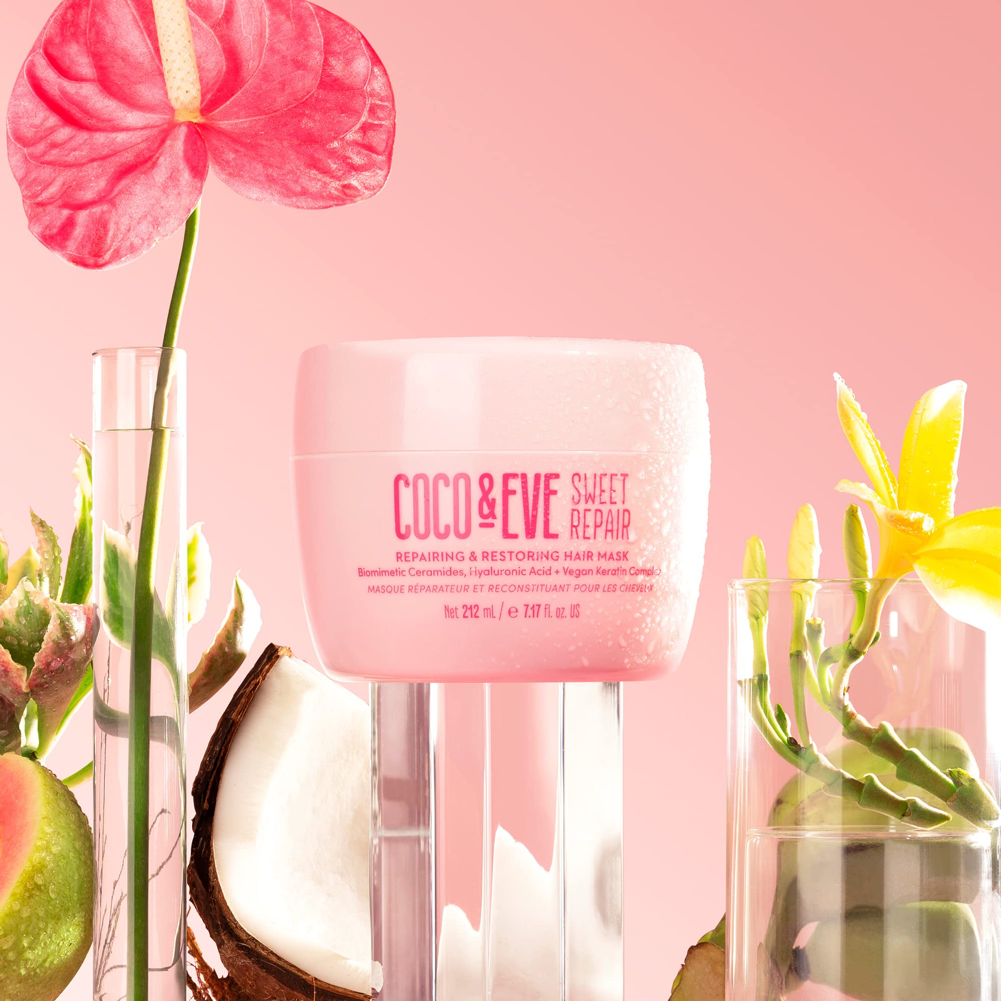 Coco & Eve Sweet Repair mask jar close-up with rich texture for repair