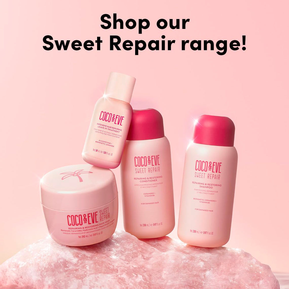 Shiny, hydrated strands after using Coco & Eve Sweet Repair mask