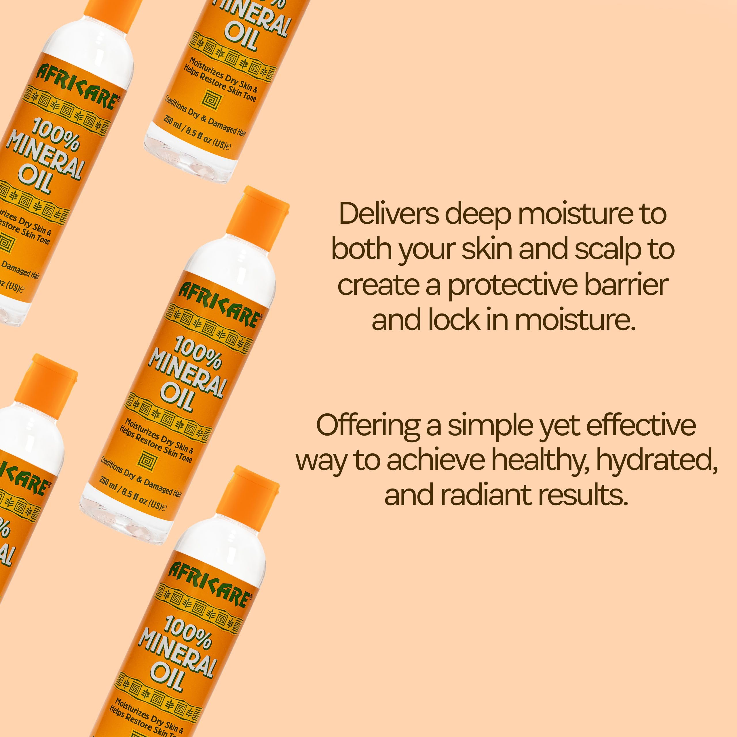 COCOCARE Africare mineral oil USA-made stamp and quality seal visible