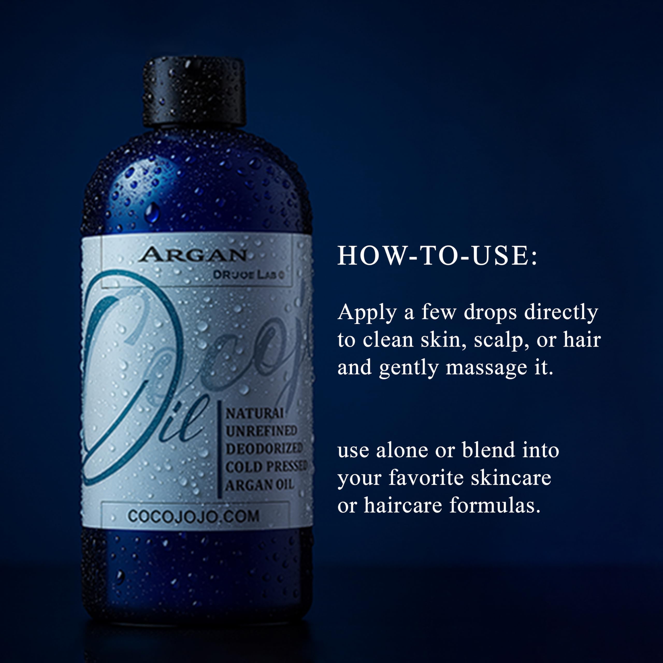 Cocojojo argan oil deep-conditioning for hair nourishment and shine.