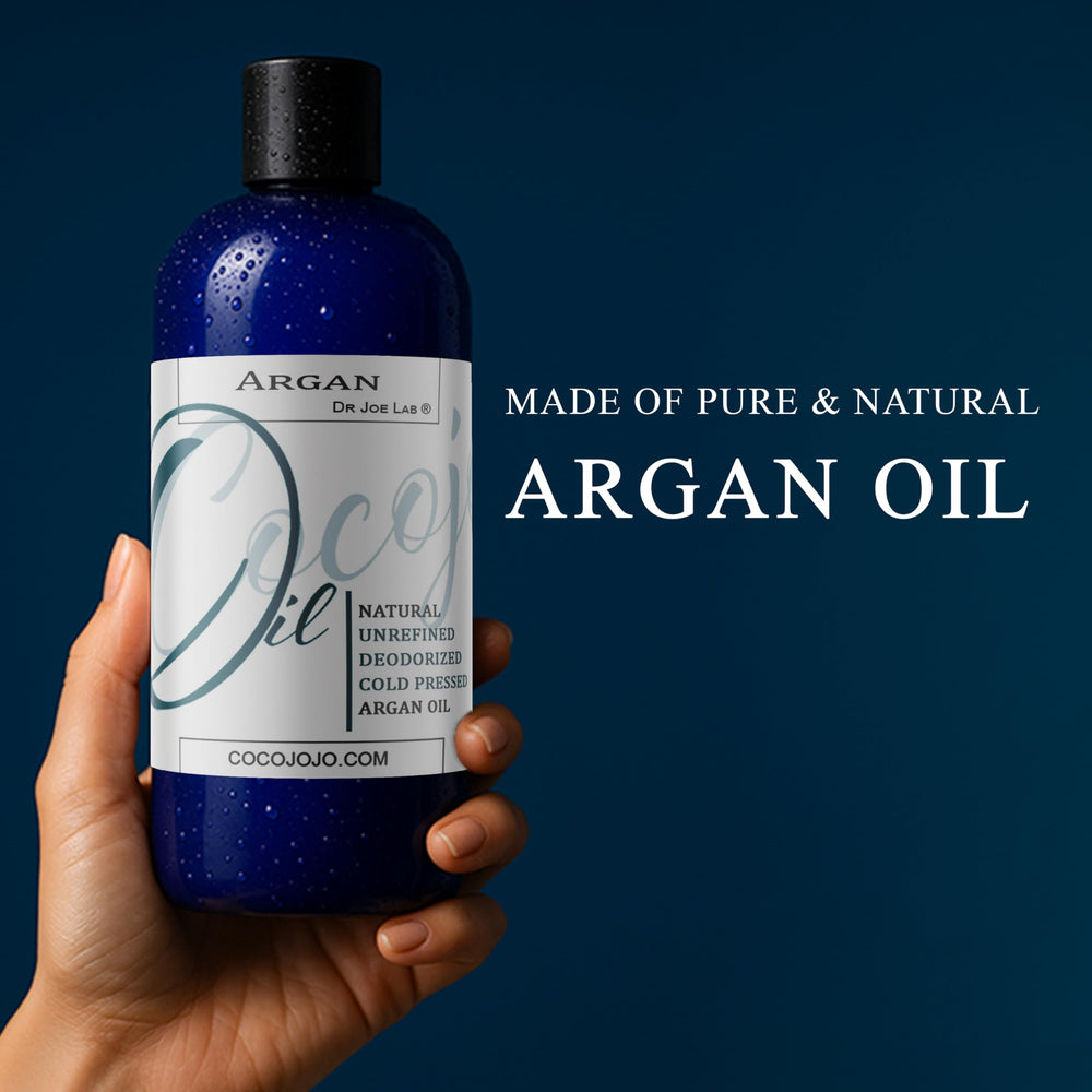 Cocojojo argan oil hair treatment application demonstrates deep conditioning and frizz control.