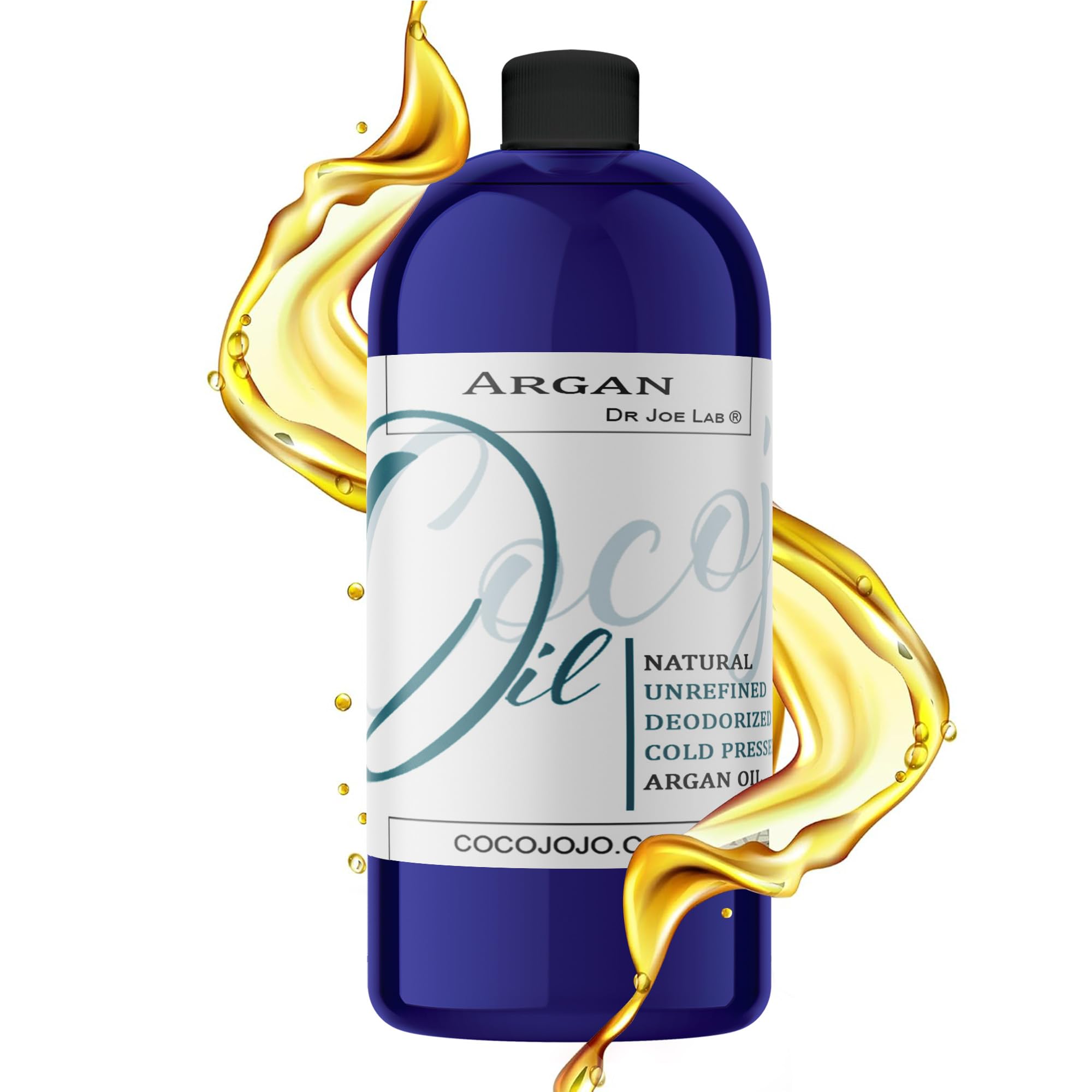 Cocojojo deodorized argan oil 32oz bottle for skin and hair hydration.
