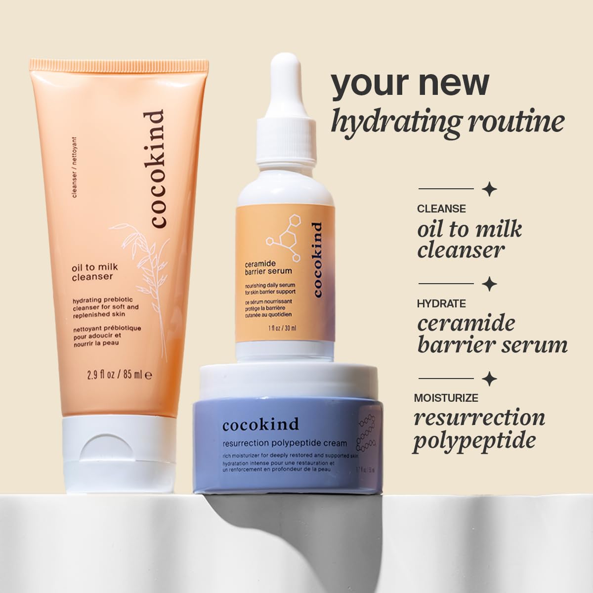 Ingredients focus on ceramides with squalane and beta-glucan for long-lasting hydration.