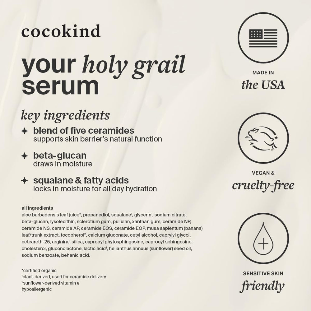 Cocokind Ceramide Barrier Serum jumbo 2oz bottle designed for extended hydration.