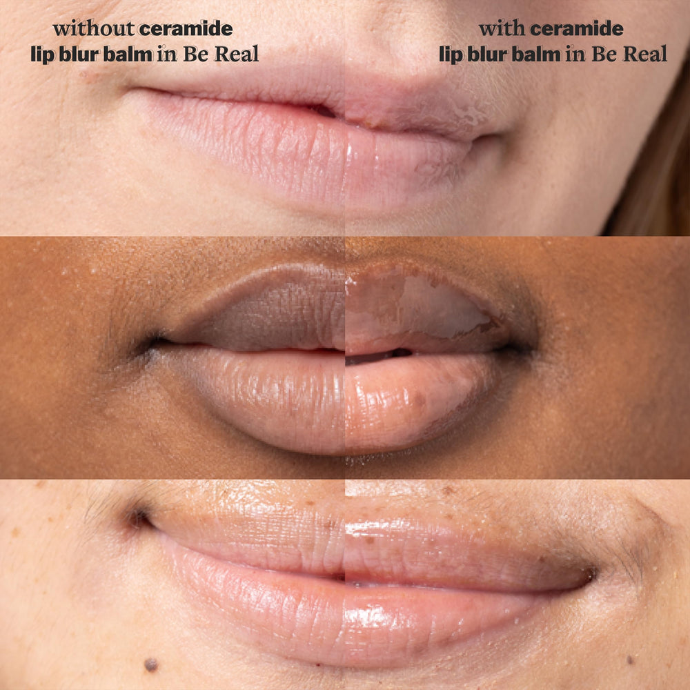 Cocokind Ceramide Lip Blur Balm Be Real fragrance-free texture conveys cushiony comfort.