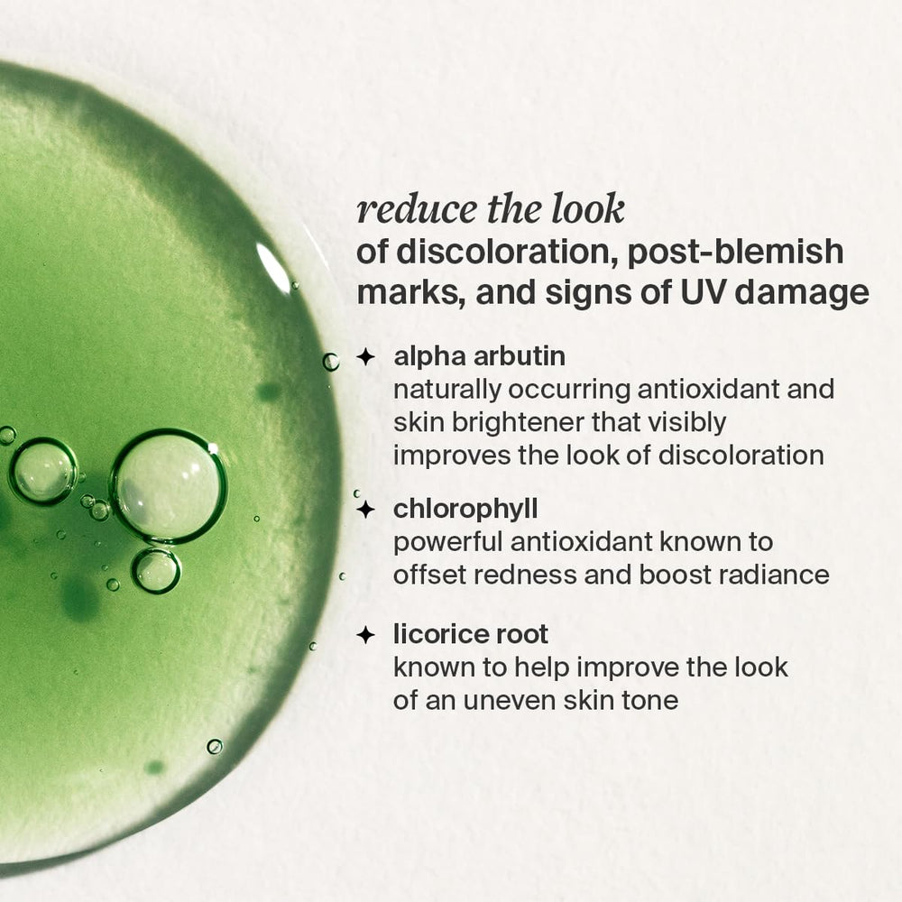 Cocokind Chlorophyll Discoloration Serum ingredients alpha arbutin for discoloration improvement.
