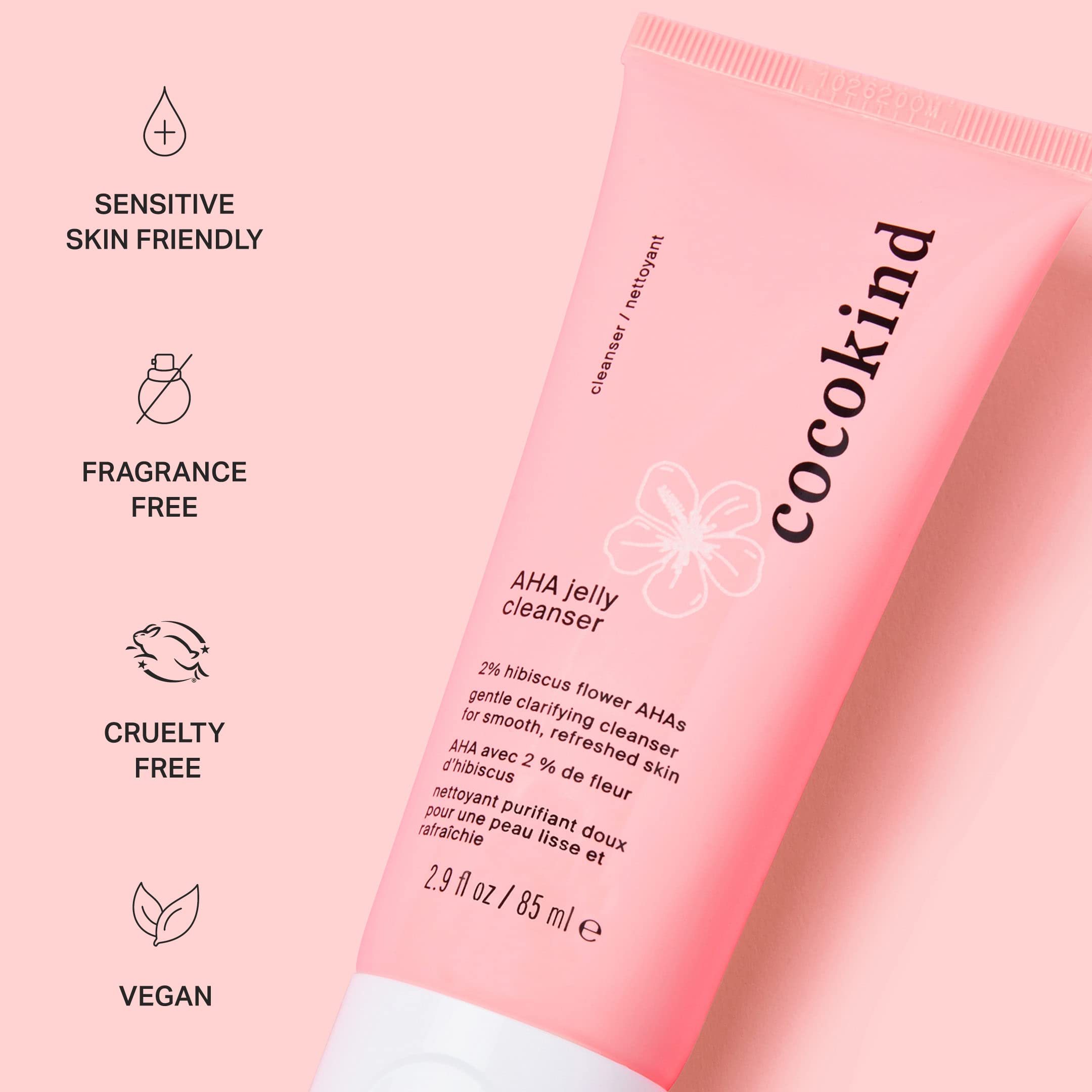 Cocokind cleanser foamy lather close-up evokes gentle cleansing suitable for AM and PM use