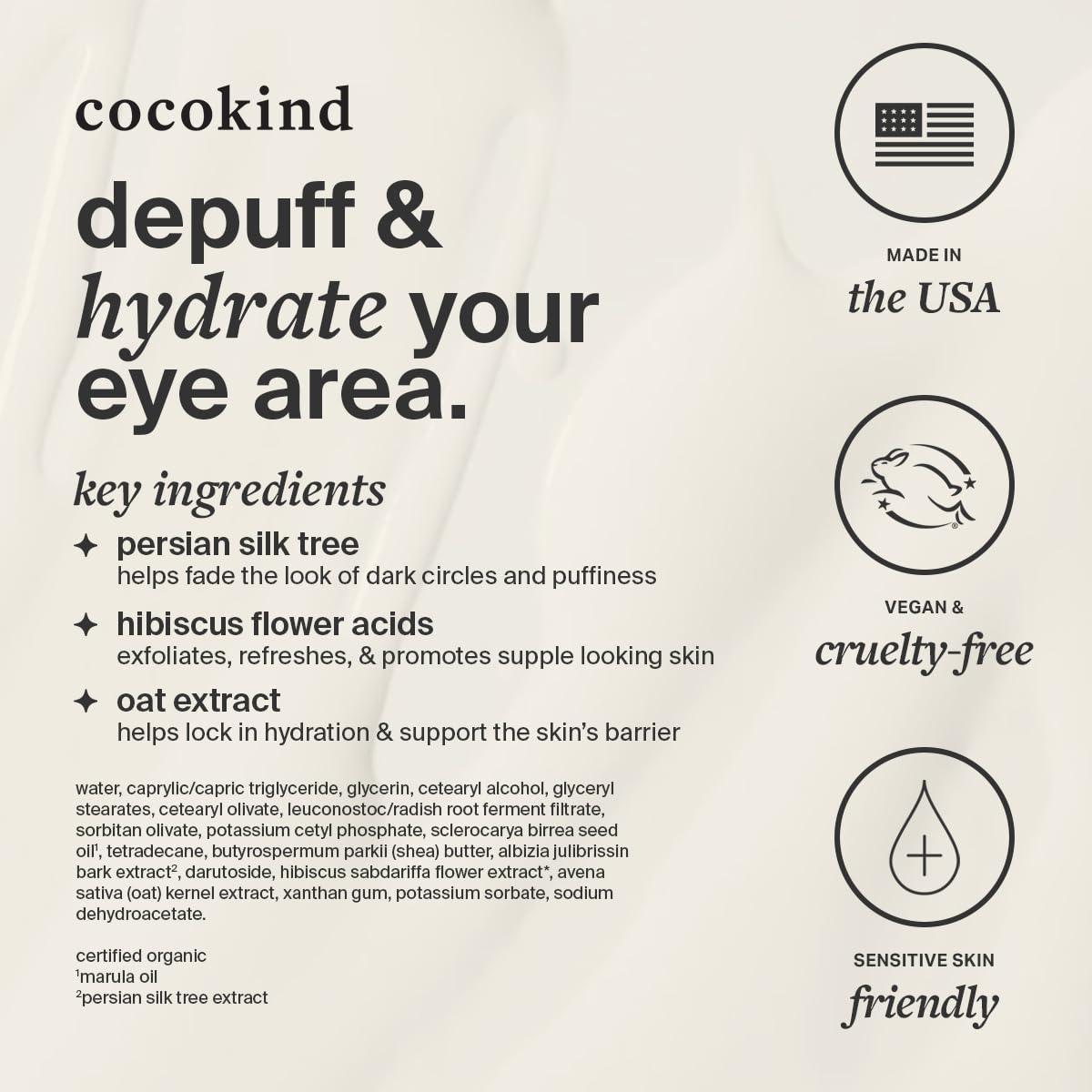 Cocokind Eye Cream displays POA on box for shelf-life guidance.