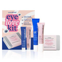 Cocokind Eye Love Kit packaging box demonstrates sustainable packaging for easy shopping.