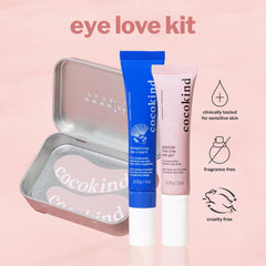 Cocokind Eye Love Kit under-eye patches ready for depuffing skincare routine.