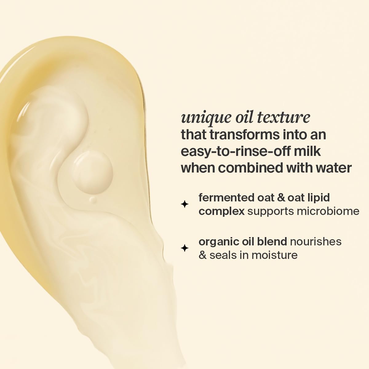 Cocokind Oil to Milk cleanser ingredients oats and organic oil blend.