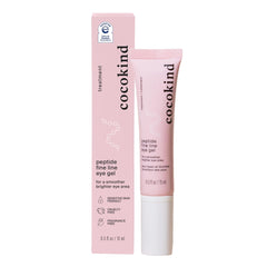 Cocokind Peptide Eye Gel tube close-up for lightweight hydration.