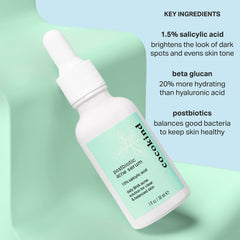 Cocokind Postbiotic Acne Serum texture shot showing hydrating Beta Glucan support.
