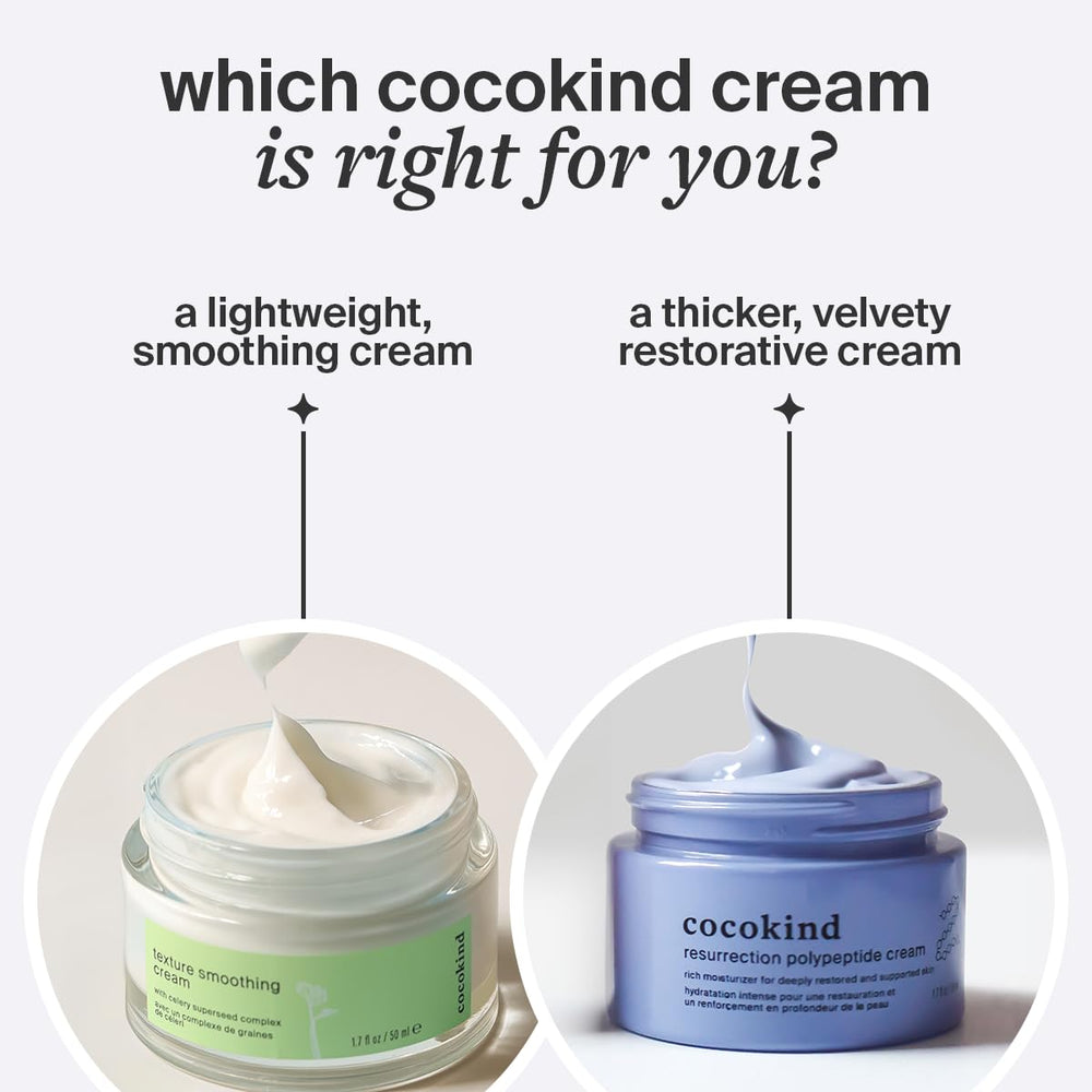 Cocokind Resurrection Polypeptide Cream used in daily morning and night routine for hydration.