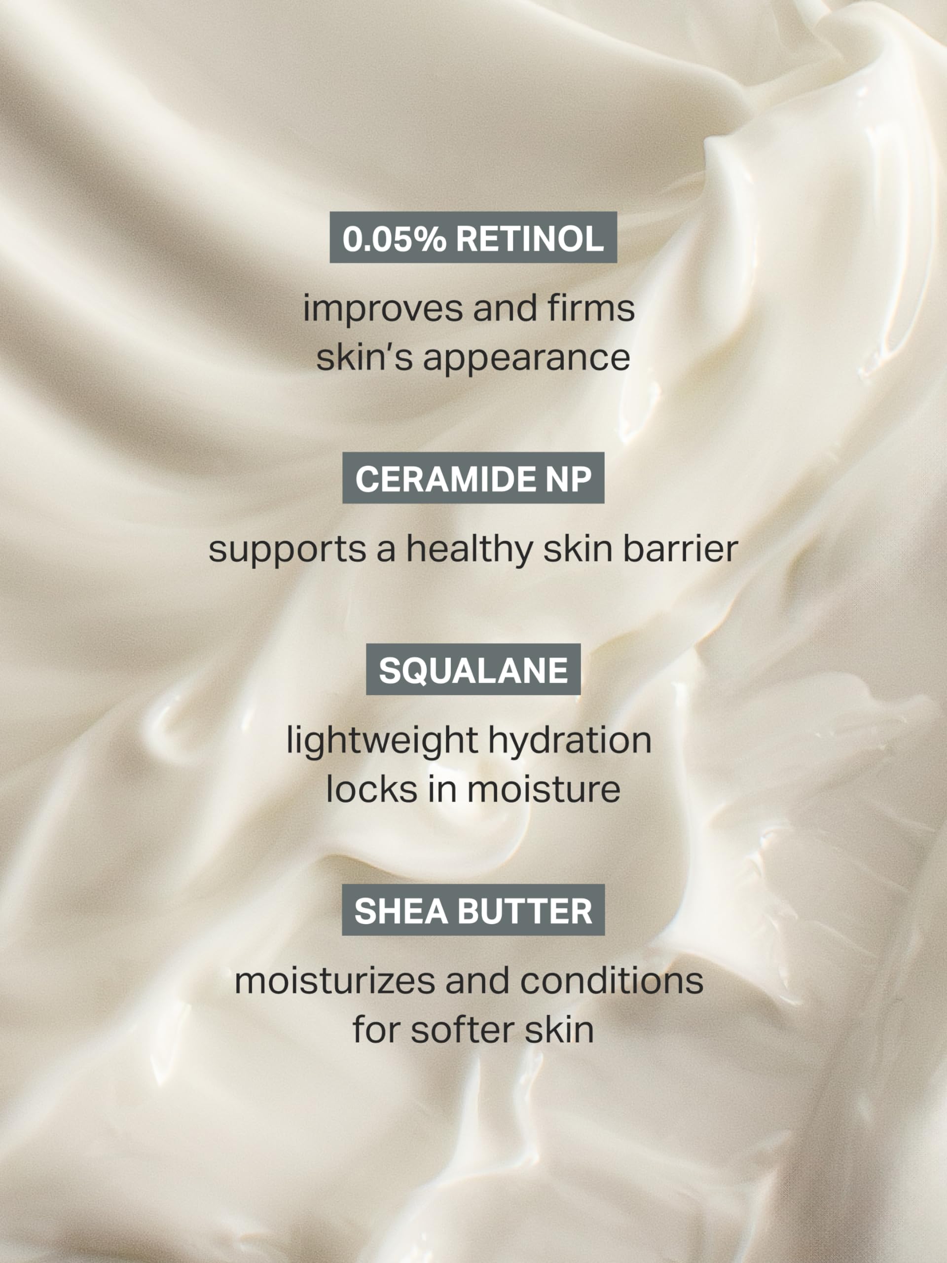 Cocokind Retinol Body Cream application routine image suggesting evening use.