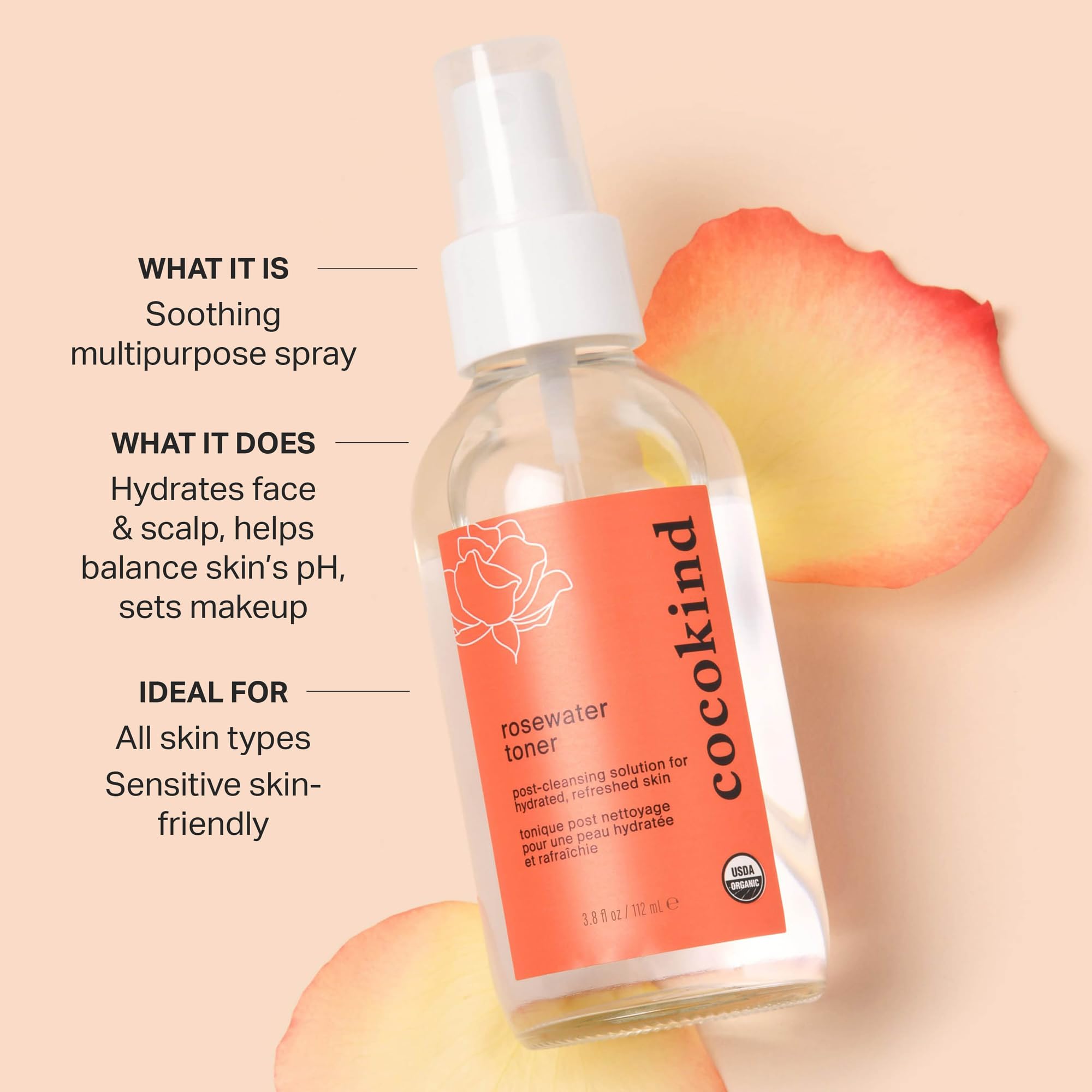 Cocokind Rosewater Toner mist application refreshing makeup prep
