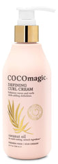 Cocomagic Defining Curl Cream bottle front demonstrates frizz control.