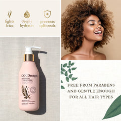 Cocomagic Defining Curl Cream on towel-dried hair promotes moisture and frizz resistance.