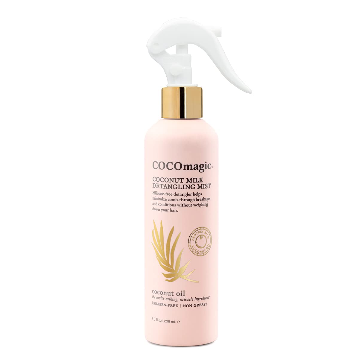 Cocomagic hair shine detangler close-up showing luminous finish