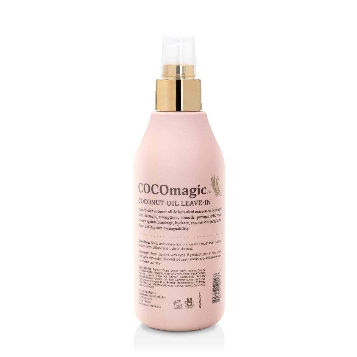 Cocomagic leave-in applied to damp hair aids detangling and frizz control.